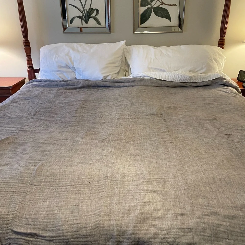 Pottery Barn Neutral Gray Woven Throw